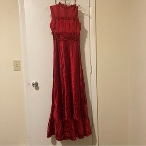 Vintage 1960s Red Satin Lorrie Deb Maxi Dress
